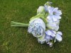 1Bunch x 8Pcs Light Blue Artificial Silk Flower Peony Bridal Wed