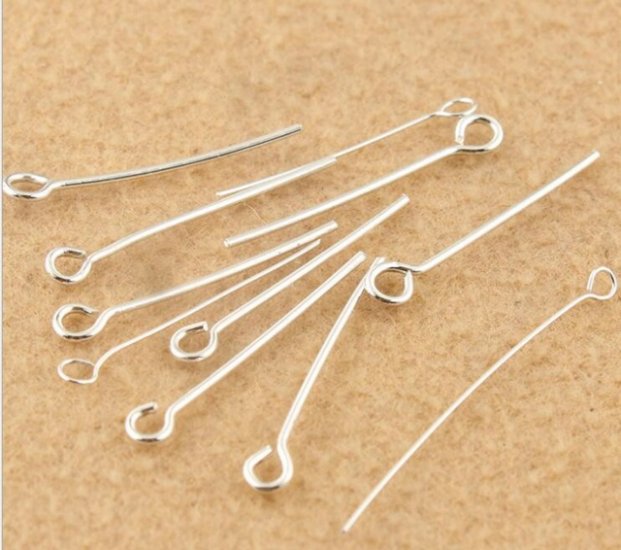 250gram(3000Pcs) Silver Plated Eye Pins Jewelry Finding 20mm - Click Image to Close