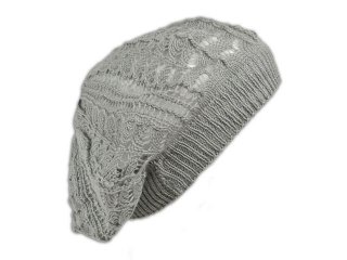 1X Crochet Knit French Beret Beanie Hat - Khaki Color
