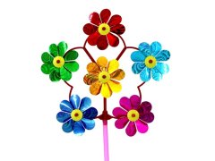 (image for) 98 Exciting 6 Head Flower Windmills BULK Randomly Color