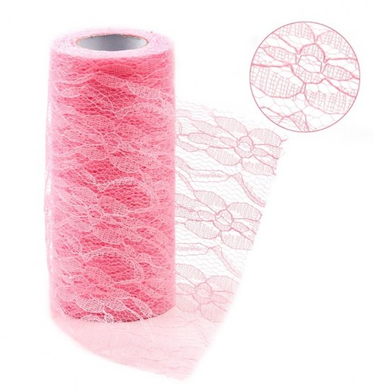 2Roll X 10Yds Pink Lace Tulle Roll Spool DIY Wedding - Click Image to Close