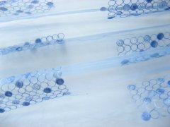 (image for) 1X New Blue Organza Embroidered Floral Curtain