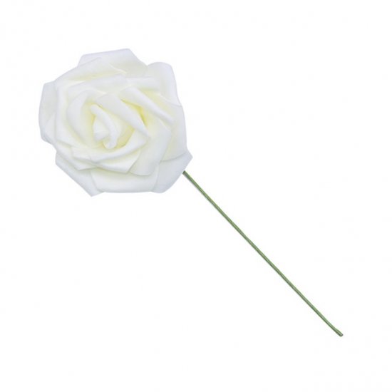 25Pcs Ivory Rose Artificial Foam Flower Hair Pick Wedding - Click Image to Close