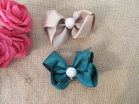 12Pcs New Elegant Grosgrain Ribbon Bowknot Hairclip Headwear