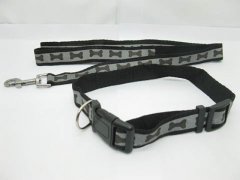 5Sets Reflective Adjustable Dog Collar & Lead Black 38-62cm 5Sets Reflective Adjustable Dog Collar & Lead Black 38-62cm