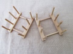 (image for) 2Pcs 3 Grid Bamboo Dish Plate Drying Drainer Rack Stand Holder
