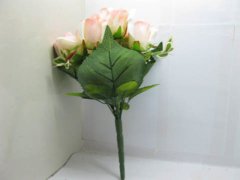 (image for) 1X Bridal Bouquet Holding Flowers Wedding 9-Heads Pink