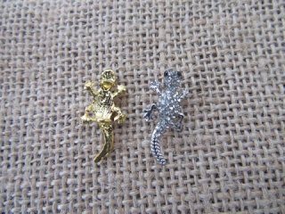 50Pcs Alloy Metal Lizard Cross Beads Pendant Charms Assorted
