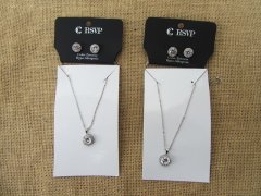 6Pkts x 2Sets Fake Diamond Necklace with Matched Earring Studs 6Pkts x 2Sets Fake Diamond Necklace with Matched Earring Studs