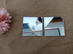 (image for) 6Pkt x 5Pc Modern Square Glass Mirror Tiles Wall Art Home Decor 