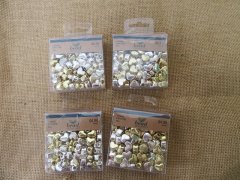 (image for) 4Packs x 154Pcs Silver Golden Heart Shape Plastic Pony Beads