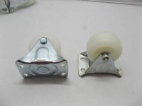 2 New White Straight Fixed Castor Wheels 2.5"