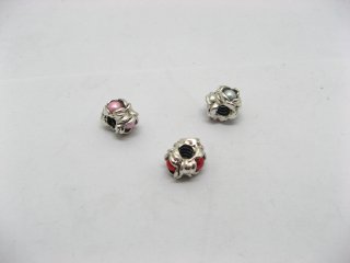 10 Alloy Floral Pearl Thread European Beads ac-sp593