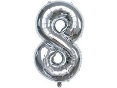 (image for) 6Pcs Silver Numbers 8 Air-Filled Foil Balloons Party Decor