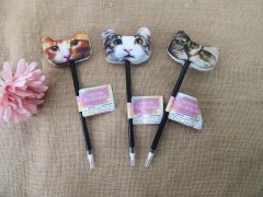 (image for) 12Pcs Funny Cat Head Topper Blue Ink Ball Point Pens School