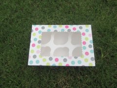 6Pcs Dots Design Paper 6 Hole Cupcake Cake Box w/Window 6Pcs Dots Design Paper 6 Hole Cupcake Cake Box w/Window