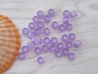 1100 Transparent Clear Purple Barrel Pony Beads 6x8mm