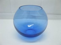 12X Blue Glass Wedding Bowl Vase 10cm High