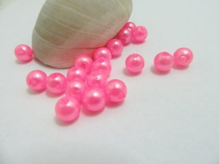 1000 Pink 8mm Round Simulate Pearl Beads