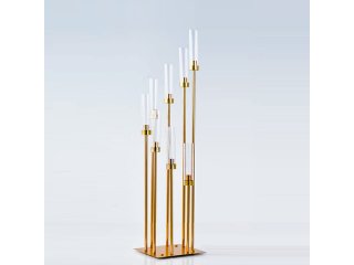1Set 8 Arm S Design Golden Pillar Candelabra Home Party Wedding