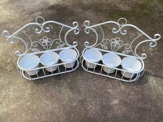 1Pc White Wall Mount Hanging 3in1 Plant Pot Stand Flower Pot