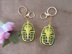 6Pcs Yellow Egyptian Pharaoh Head Tutankhamun Key Chain 6Pcs Yellow Egyptian Pharaoh Head Tutankhamun Key Chain