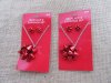 6Sheets Red Necklace Earring Studs Set Retail Package