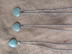 6Pcs Green Aventurine Heart Pendant Necklace Healing Jade Heart