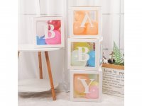 1Setx 4Pcs White BABY Balloon Clear Box Party Baby shower deco