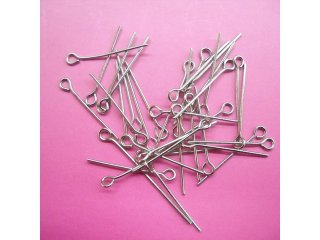 500Gram Nickel Plated Eye Pins Jewelry Finding 28mm Long