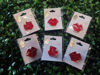 24Pcs Red Lip Enamel Lapel Pin Badge Rock Candy