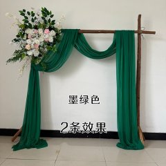 2Pcs Green Wedding Arch Chiffon Backdrop Curtain Drapes Backgrou