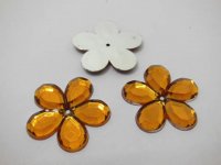 200 Stick-on Flat Back Flower Rhinestone Embellishment - Coffee