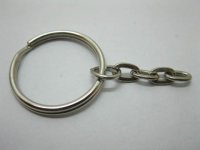 400 Flat Round Key Rings With Chains 25mm