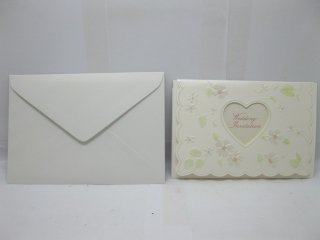 10Pcs New White Wedding Invitation w/Flower On