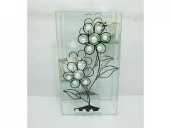 4X Glass Tea Light Holder 2 Holders Flower Pattern