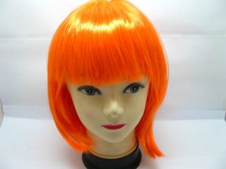 4Pcs Bobo Head Style Neat Bang Short Straight Cosplay Wig Orange