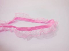 65 Yards Pink Elastic Ruffle Lace Lacemaking Craft Trim 65 Yards Pink Elastic Ruffle Lace Lacemaking Craft Trim