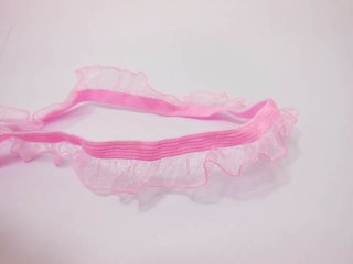 65 Yards Pink Elastic Ruffle Lace Lacemaking Craft Trim