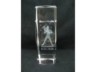 4X 3D Etched Aquarius Crystal Art Ornament Figurine