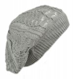 1X Crochet Knit French Beret Beanie Hat - Khaki Color