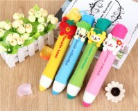 4Pcs Colorful Funny Pencil Shape Pencil Case Zipper Bag for Kids
