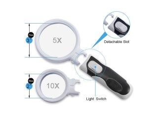1Pc 2Led Main Lens Interchangeable Type Magnifier 5x 10x
