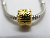 10Pcs 18K Gold Plated European Barrel Thread Beads ac-sp385