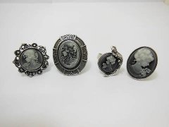 24 New Fashion Lady Cameo Rings Assorted with Display Case