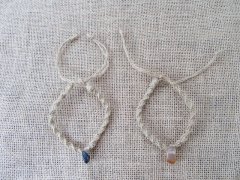 12X Handmade Knitted Hemp Bracelet with Gemstone Charm