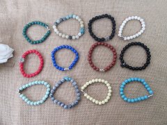12Pcs Round Beads Stone Elastic Bracelet Fashion Jewellery 12Pcs Round Beads Stone Elastic Bracelet Fashion Jewellery