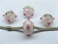 100 Light Pink Round Glass European Beads pa-g43