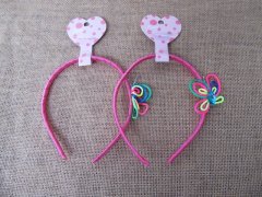 1Pc Fushia Satin Covered Headband Hairband with Butterfly 1Pc Fushia Satin Covered Headband Hairband with Butterfly
