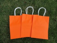 48 Bulk Kraft Paper Gift Carry Shopping Bag 21x15x8cm Orange